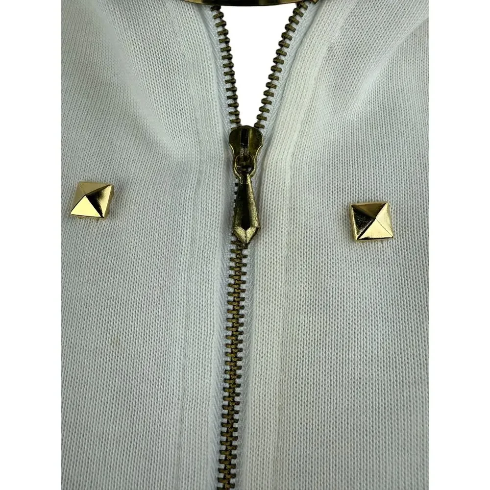 ❌Sold❌Vintage 90's cotton gold studded white batwing romper - Picture 4 of 6